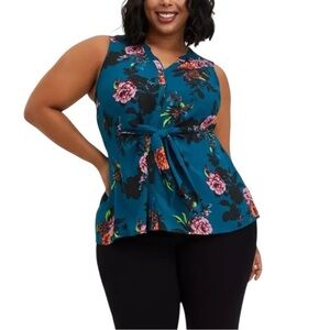 TORRID PEPLUM GEORGETTE BUTTON-FRONT TIE-FRONT BLOUSE SZ 18/20